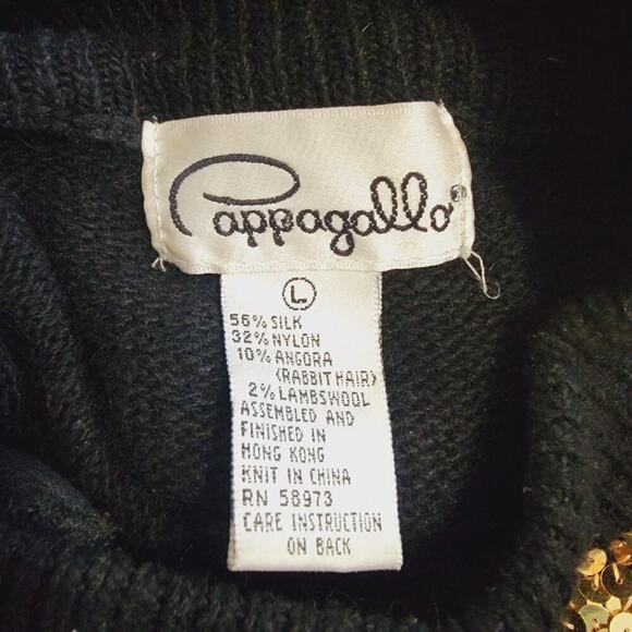 Vintage Sweater Poppagallo Silk/Wool/Rabbit Angora 1980's/1990s Pullover Sequine - Picture 4 of 7